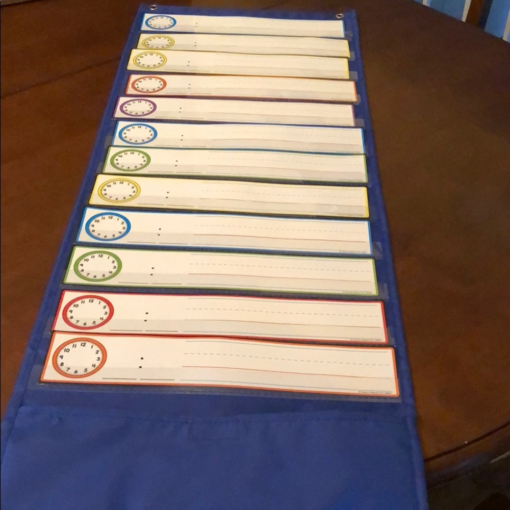 Pocket schedule with laminated strips